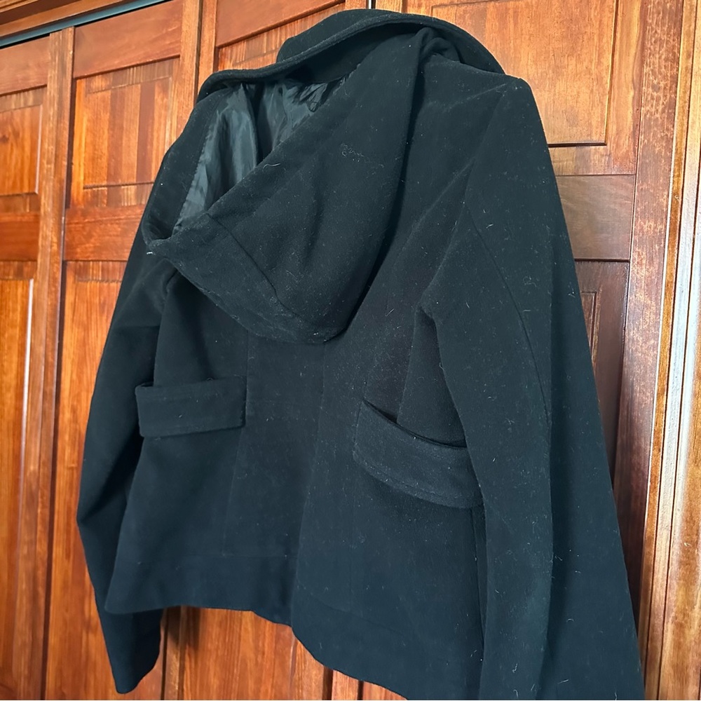 Tulle Black Pea Coat - Picture 6 of 8